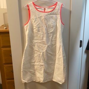 Like new Sail to Sable white and neon-pink polka dot dress